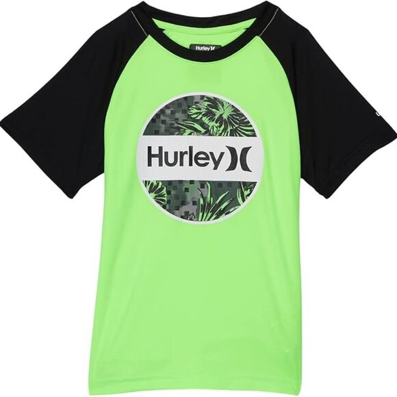 Hurley Boy's Flash Lime Circle Print UPF 50+ Crew Neck Shirt Size XL - Picture 1 of 6